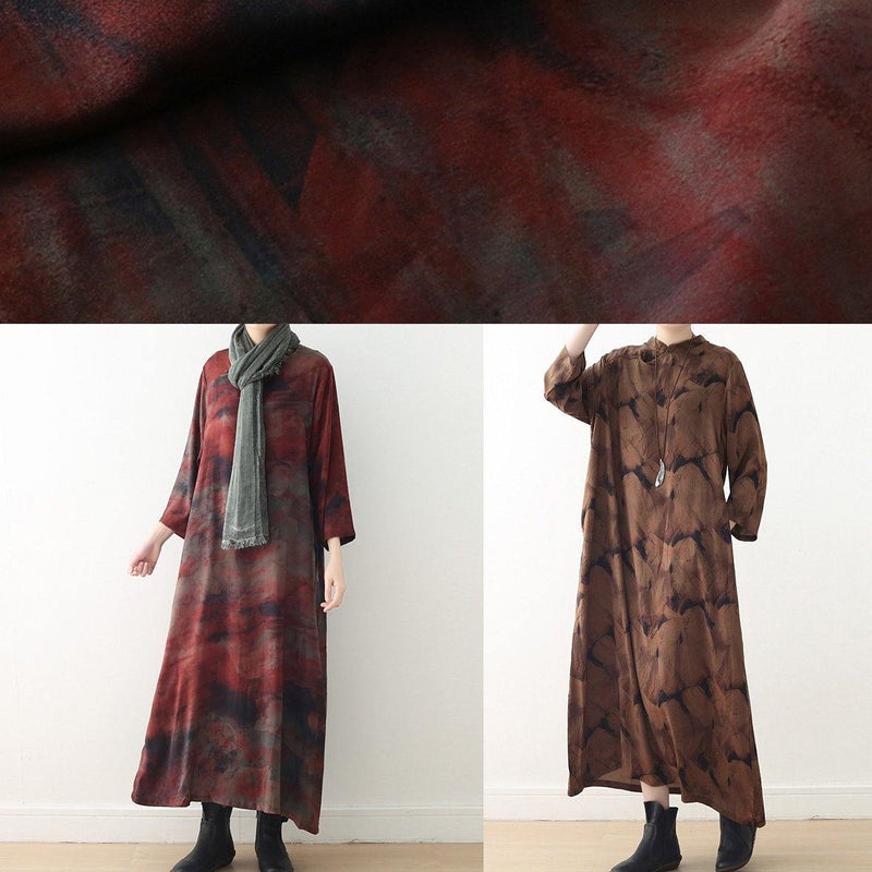 Buy O Neck Baggy Spring Kaftans Fitted Life Chocolate Print Dresses