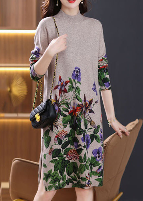 Camel Side Open Cozy Wool Knit Dressturtleneck Spring