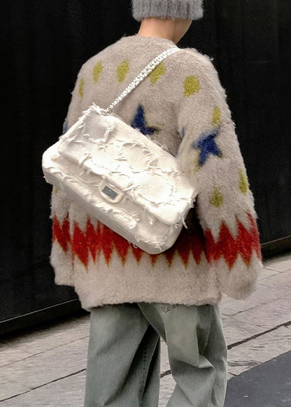 Apricot Five Pointed Star Plaid Knit Coats Winter
