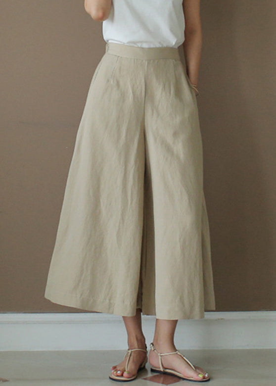 Apricot High Waist Pockets Patchwork Crop Pants Summer