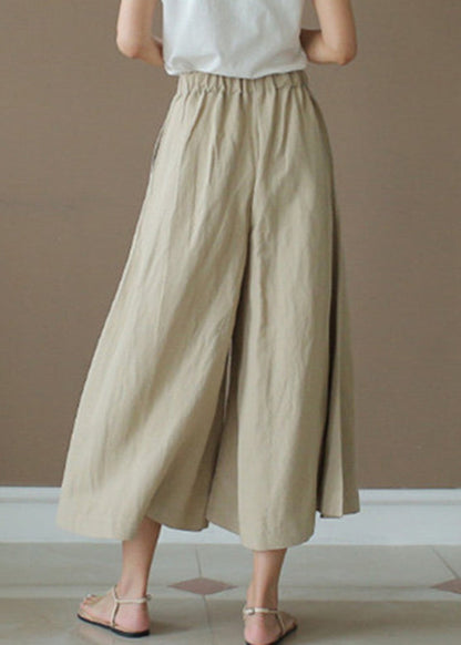 Apricot High Waist Pockets Patchwork Crop Pants Summer