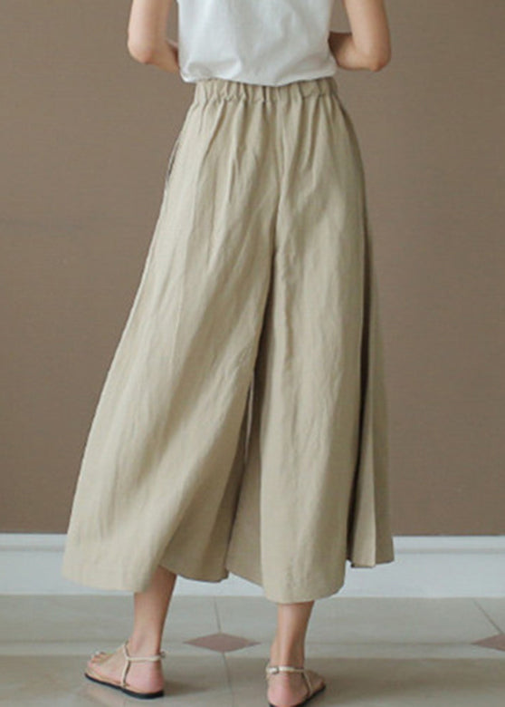 Apricot High Waist Pockets Patchwork Crop Pants Summer