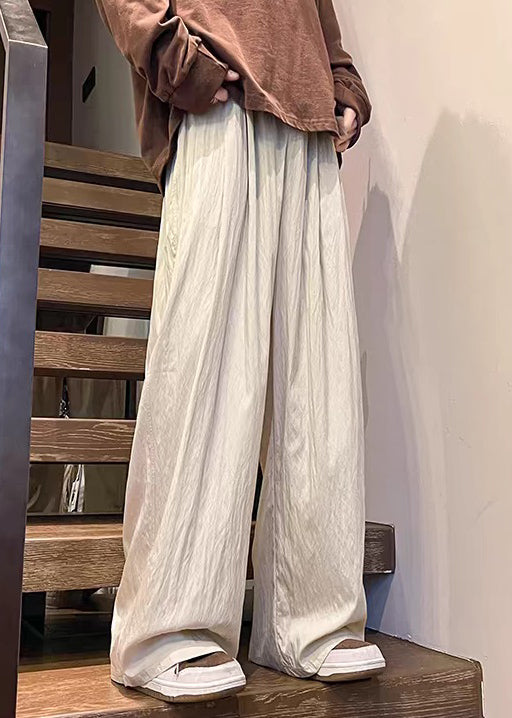 Apricot Pockets Ice Silk Pants Summer