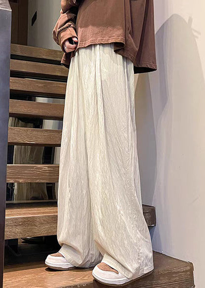 Apricot Pockets Ice Silk Pants Summer