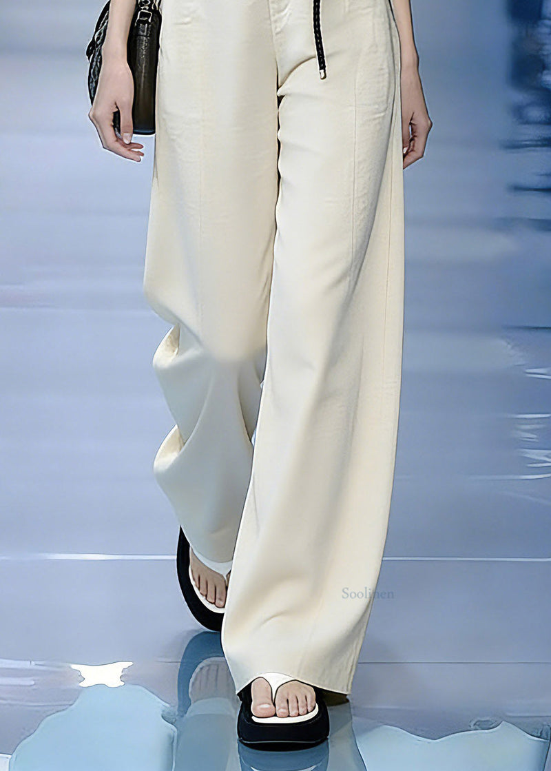 Apricot Sashes Pockets Wide Leg Pants