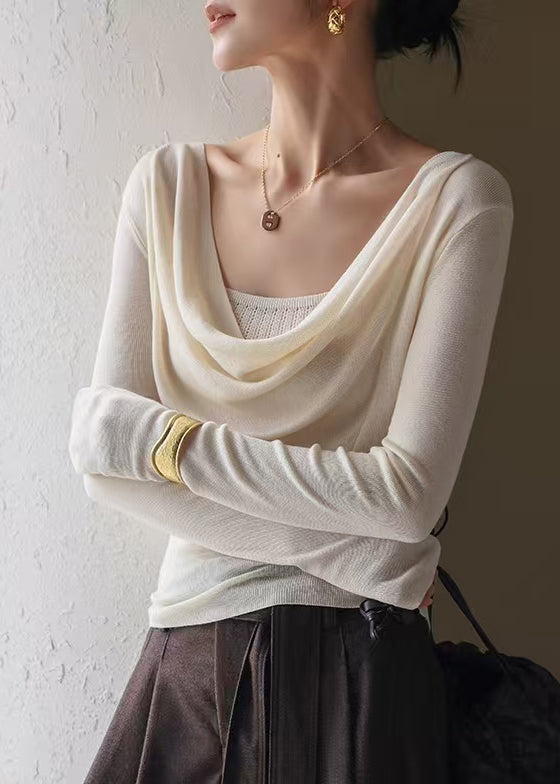 Apricot Turtle Neck Knit Blouse Top Spring