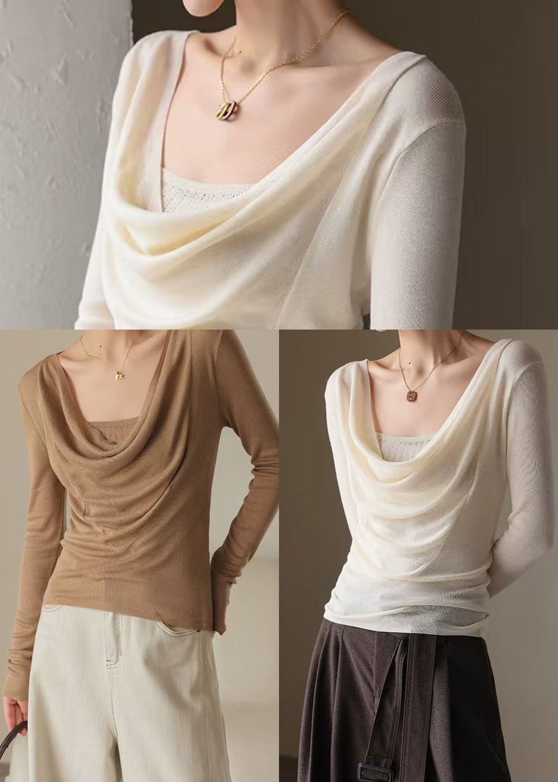 Apricot Turtle Neck Knit Blouse Top Spring