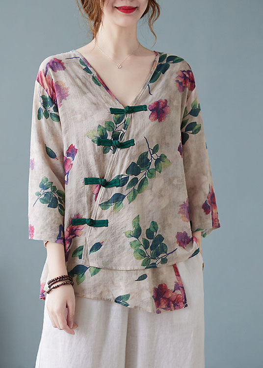 Blue Stripes V Neck Print Shirts Half Sleeve