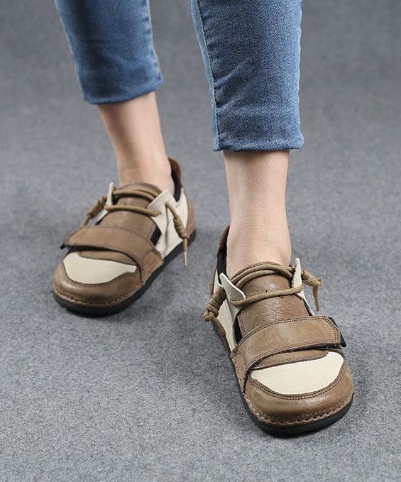 Beige Flat Shoes for Splicing Flat Feet Shoes