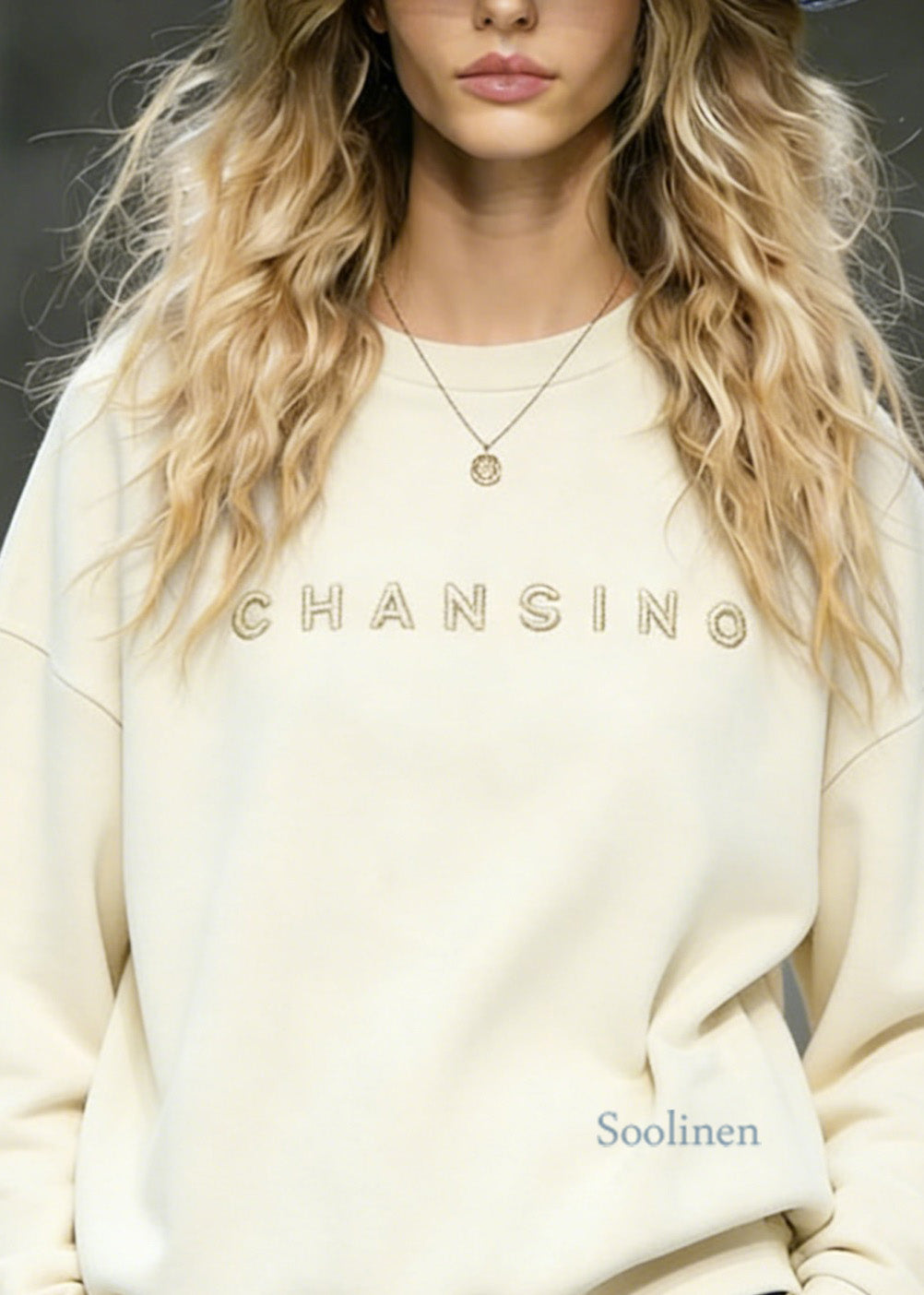 Casual Beige O-Neck Embroidered Cotton Top Spring