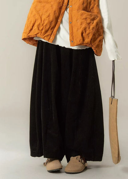 Beige Oversized Corduroy Wide Leg Pants Trousers Spring