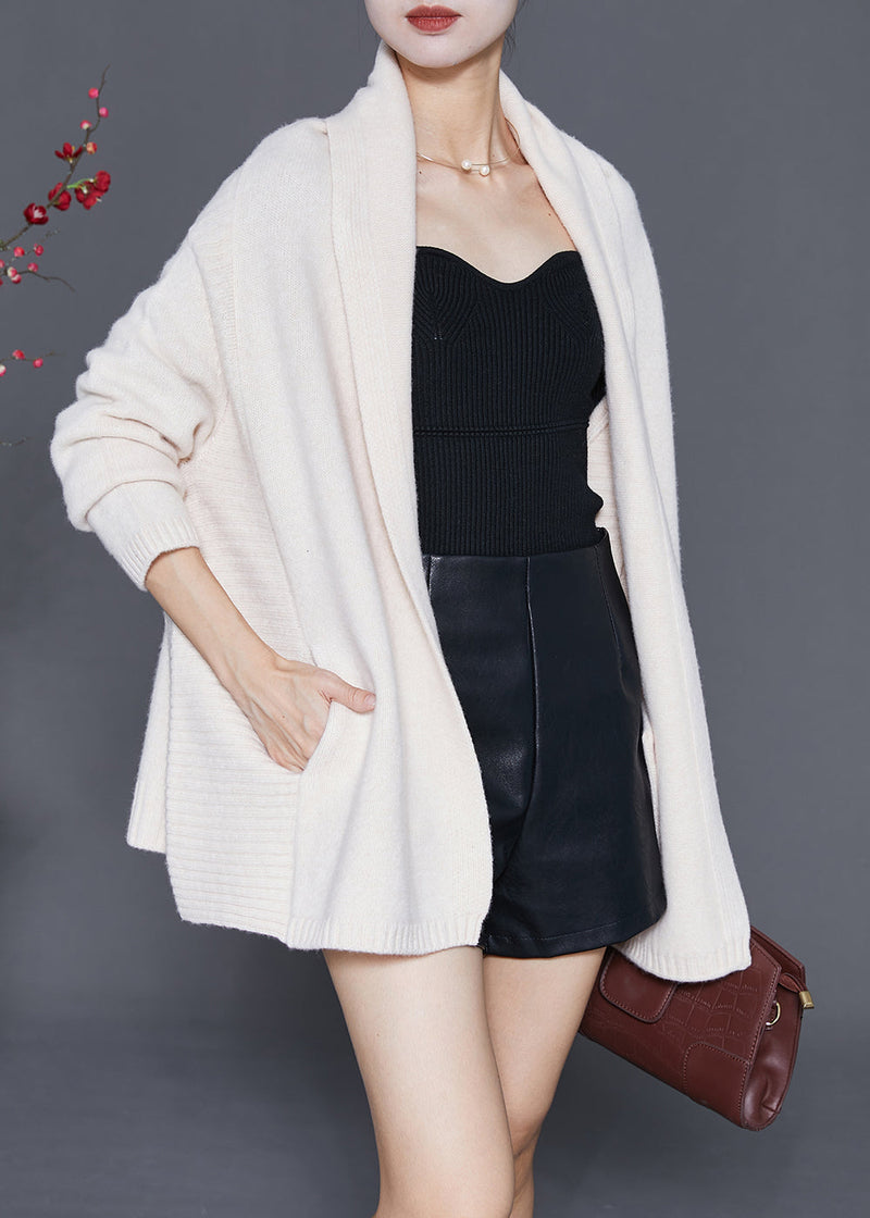 Beige Oversized Thick Knit Cardigan Fall