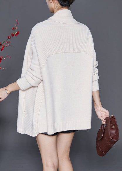 Beige Oversized Thick Knit Cardigan Fall