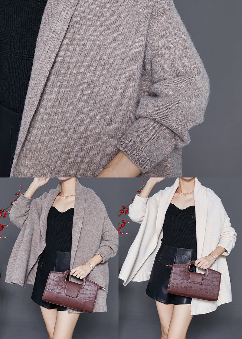 Beige Oversized Thick Knit Cardigan Fall