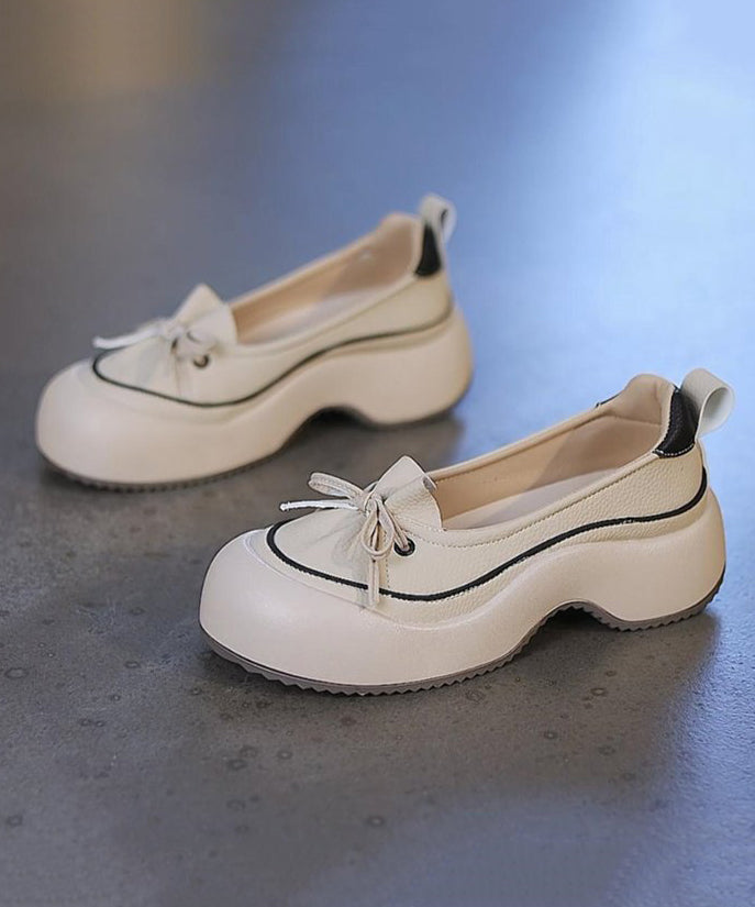 Beige Platform Faux Leather Splicing