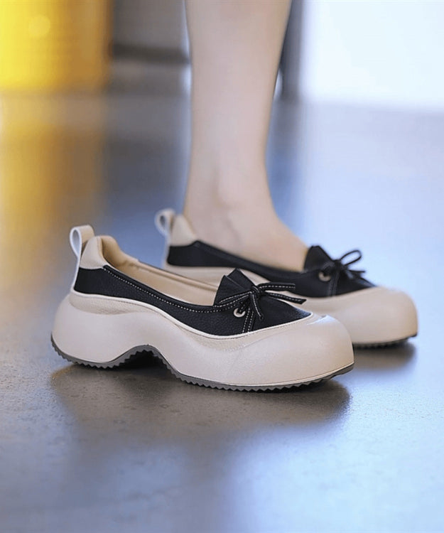 Beige Platform Faux Leather Splicing
