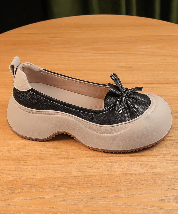 Beige Platform Faux Leather Splicing
