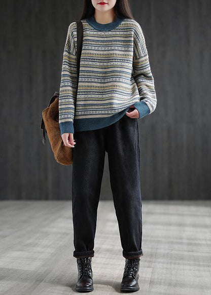 Black Elastic Waist Pockets Warm Fleece Denim Harem Pants Winter