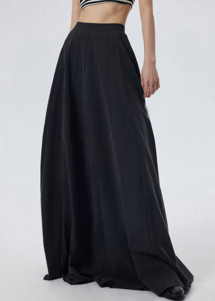 Black Elastic Waist a Line Skirt Spring