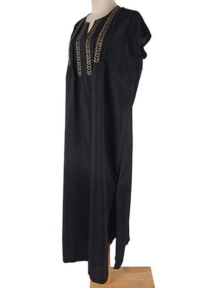 Black Gold Embroideried Long Beach Dresses Summer