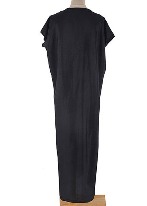 Black Gold Embroideried Long Beach Dresses Summer