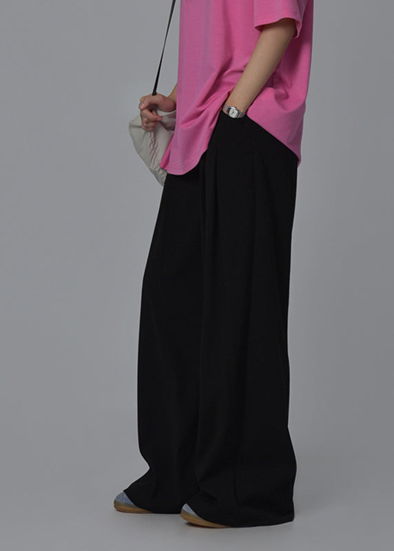 Black High Waist Pockets Wide Leg Pants Summer