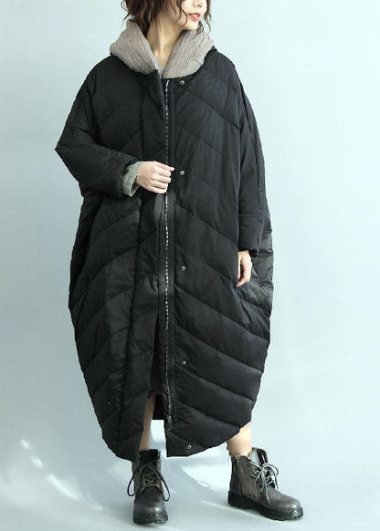 Black Hooded Oversized Duck Down Parka Winter