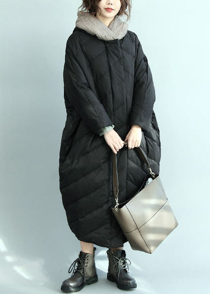 Black Hooded Oversized Duck Down Parka Winter