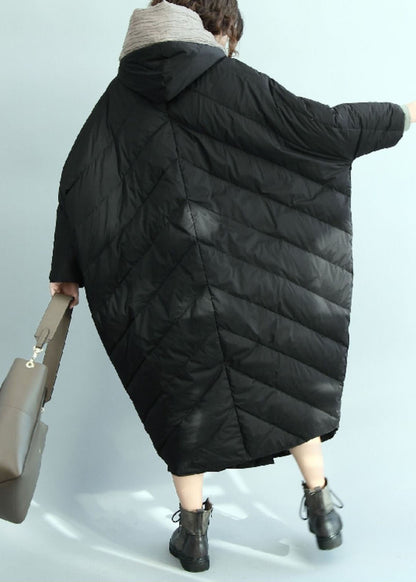 Black Hooded Oversized Duck Down Parka Winter