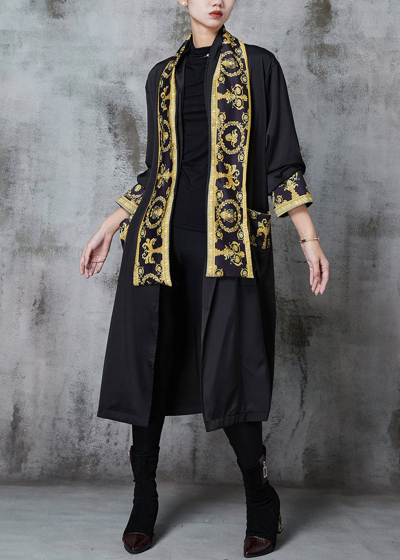 Black Oversized Patchwork Cotton Cardigans Spring