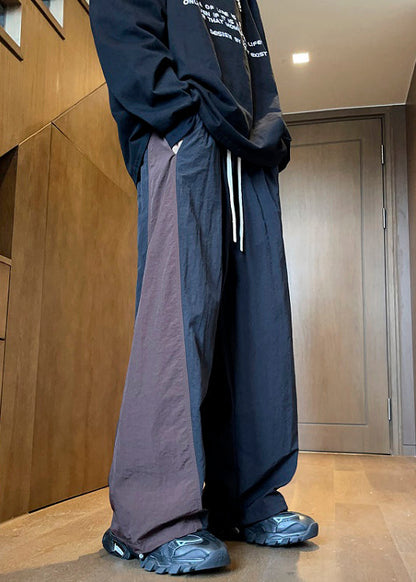 Black Oversized Patchwork Drawstring Pants Apparel Spring