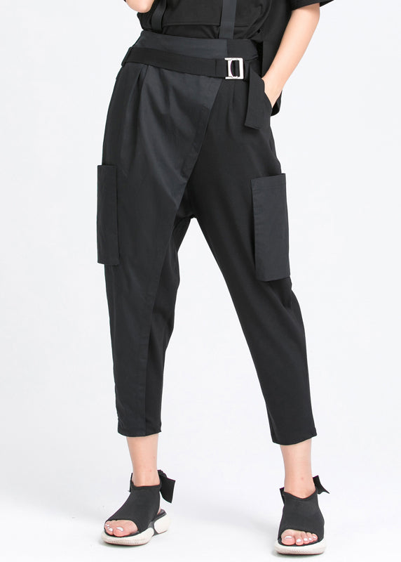 Black Patchwork Harem Pants Spring