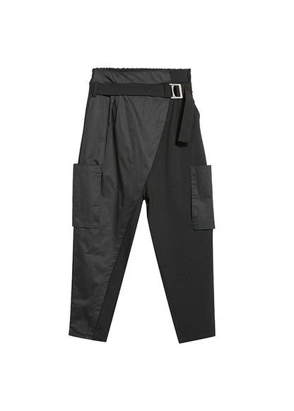 Black Patchwork Harem Pants Spring