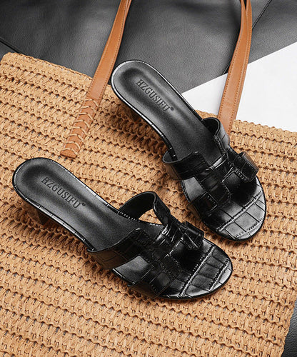 Black Peep Toe Chunky Flip Flops