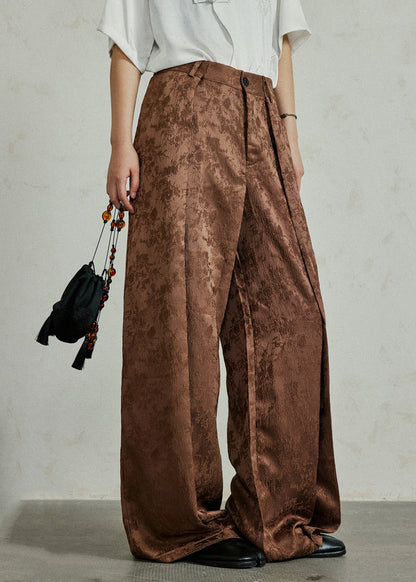 Black Pockets Print High Waist Silk Pants