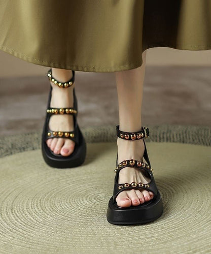 Black Rivet Sandals Soft Platform Sandals