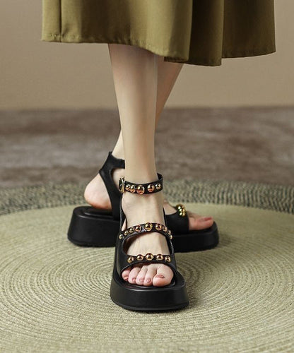 Black Rivet Sandals Soft Platform Sandals
