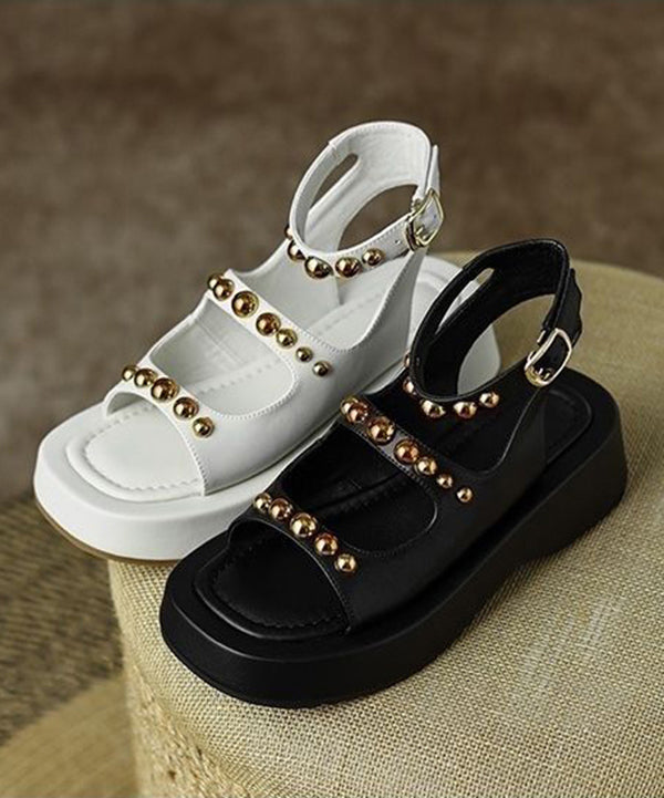 Black Rivet Sandals Soft Platform Sandals