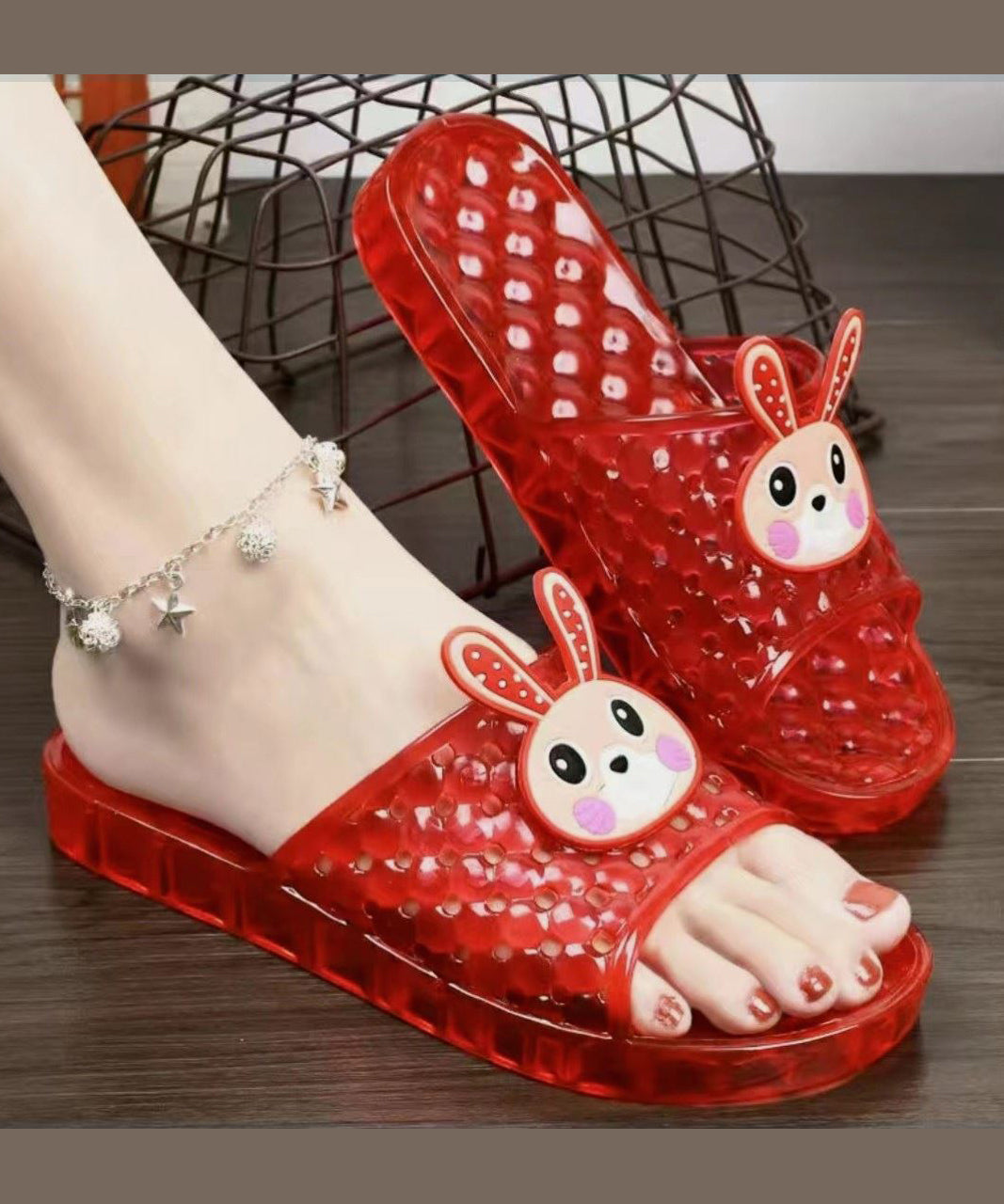 Blue Crystal Transparent Flat Bottomed Slippers