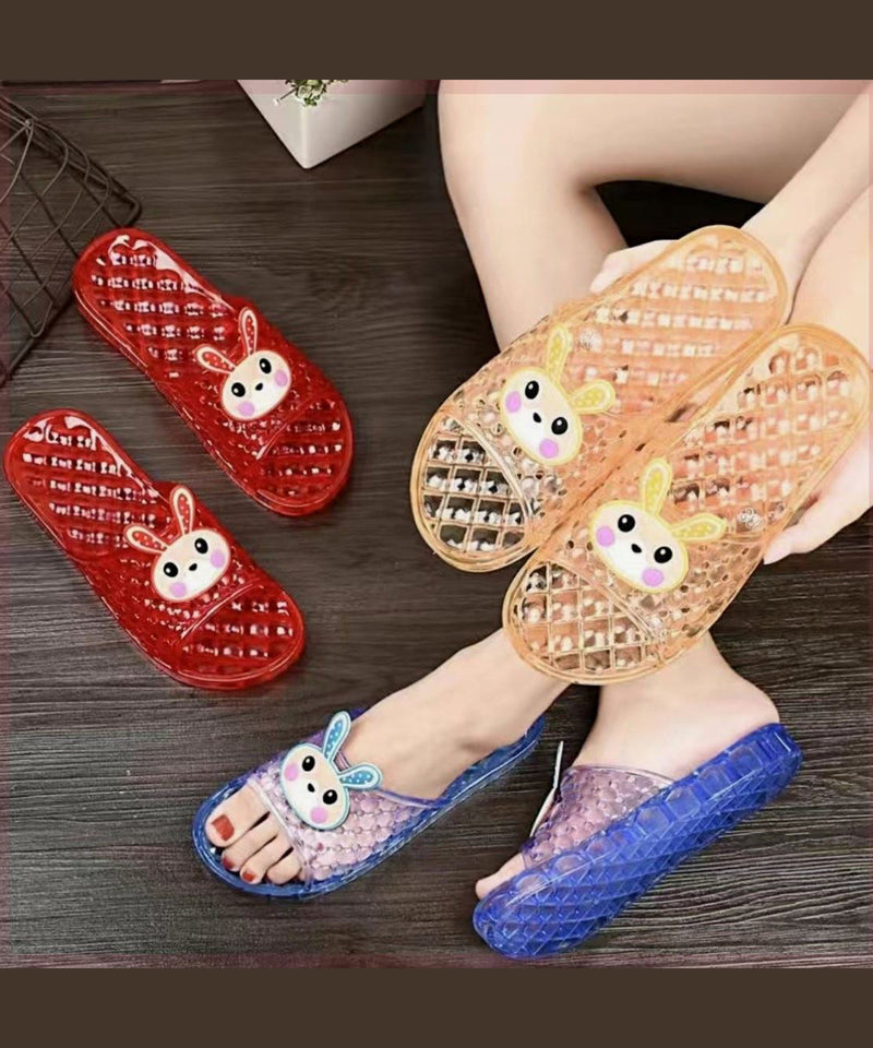 Blue Crystal Transparent Flat Bottomed Slippers