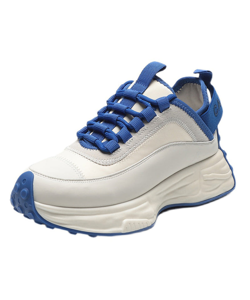 Blue Lace Up Splicing Platform Shoes
