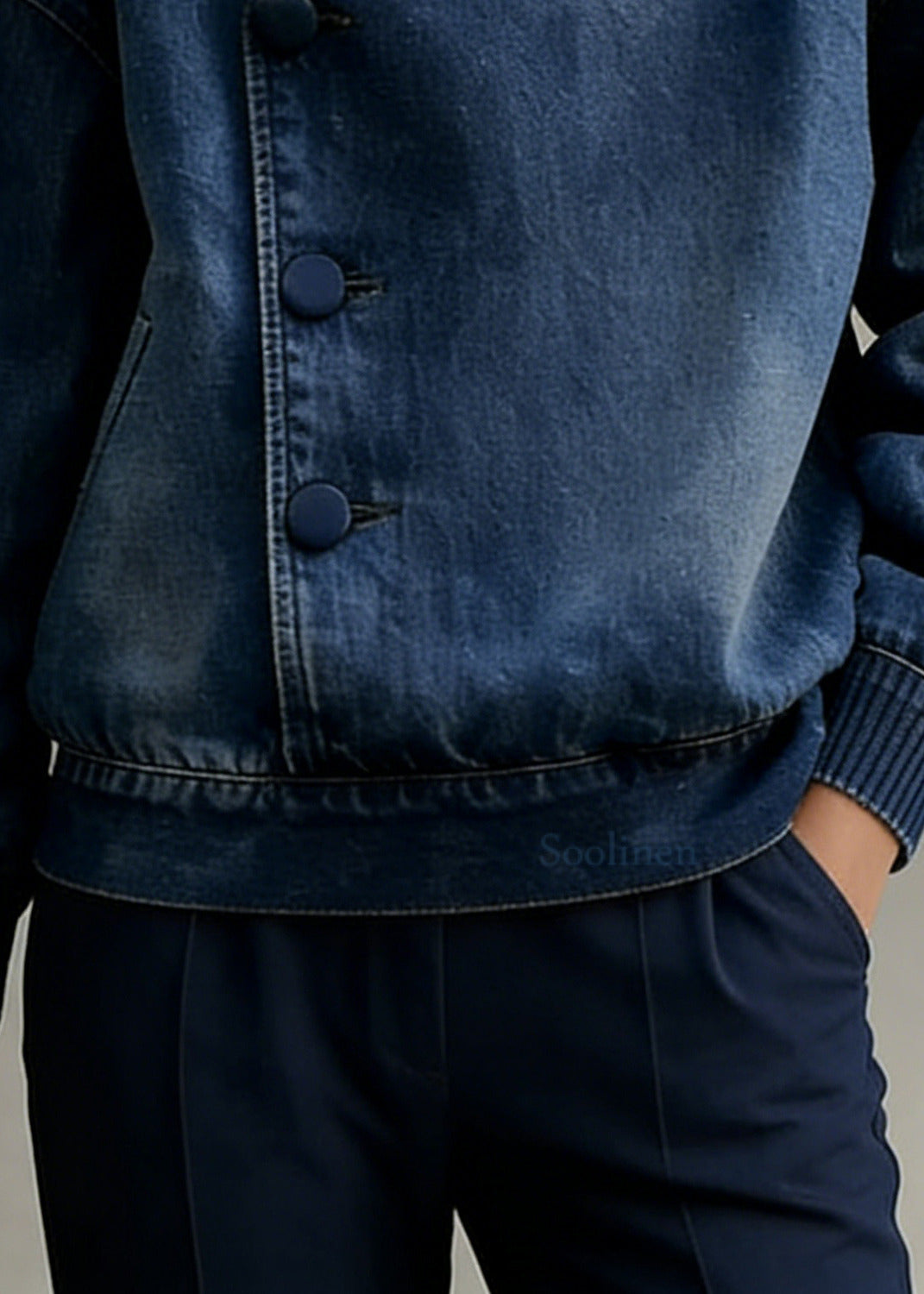 Blue Peter Pan Collar Denim Coats Spring