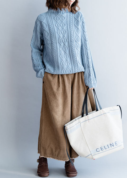 Blue Wear on Both Sides Cable Knit Coats Winter