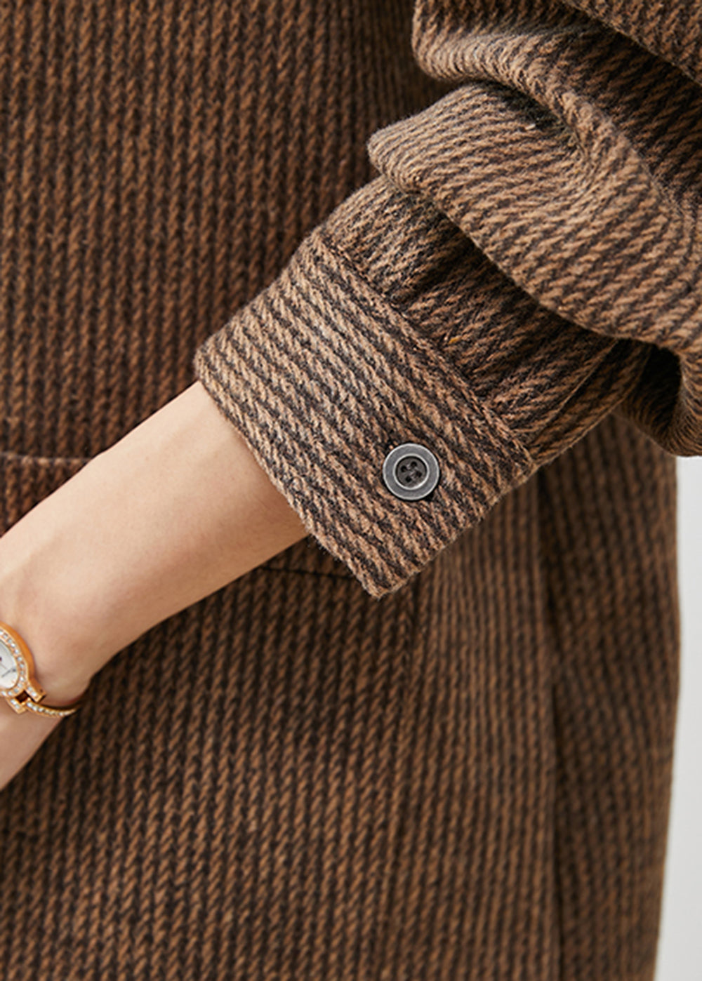 Brown Chinese Button Pockets Cotton Coats Spring