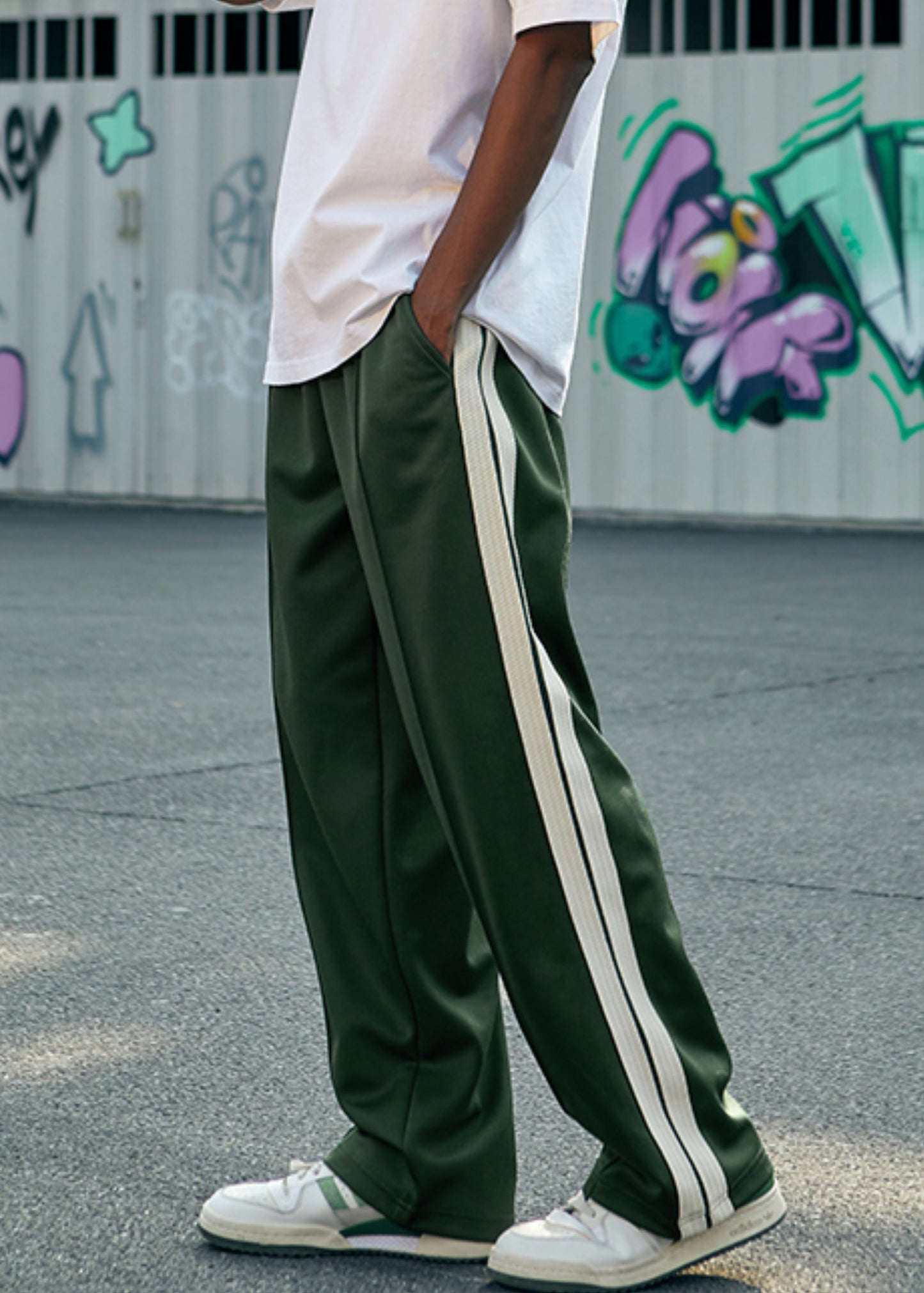 Brown Pockets Striped Cotton Pants Summer