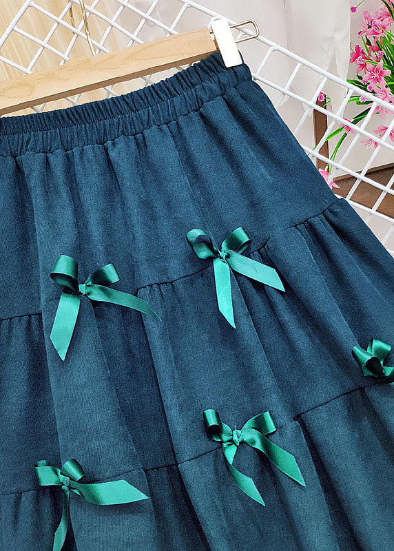 Brown Elastic Waist Butterfly Corduroy Skirt Winter
