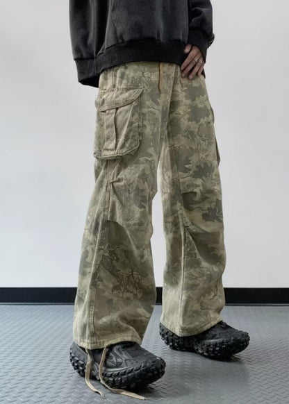 Camouflage Print High Wais Denim Pants
