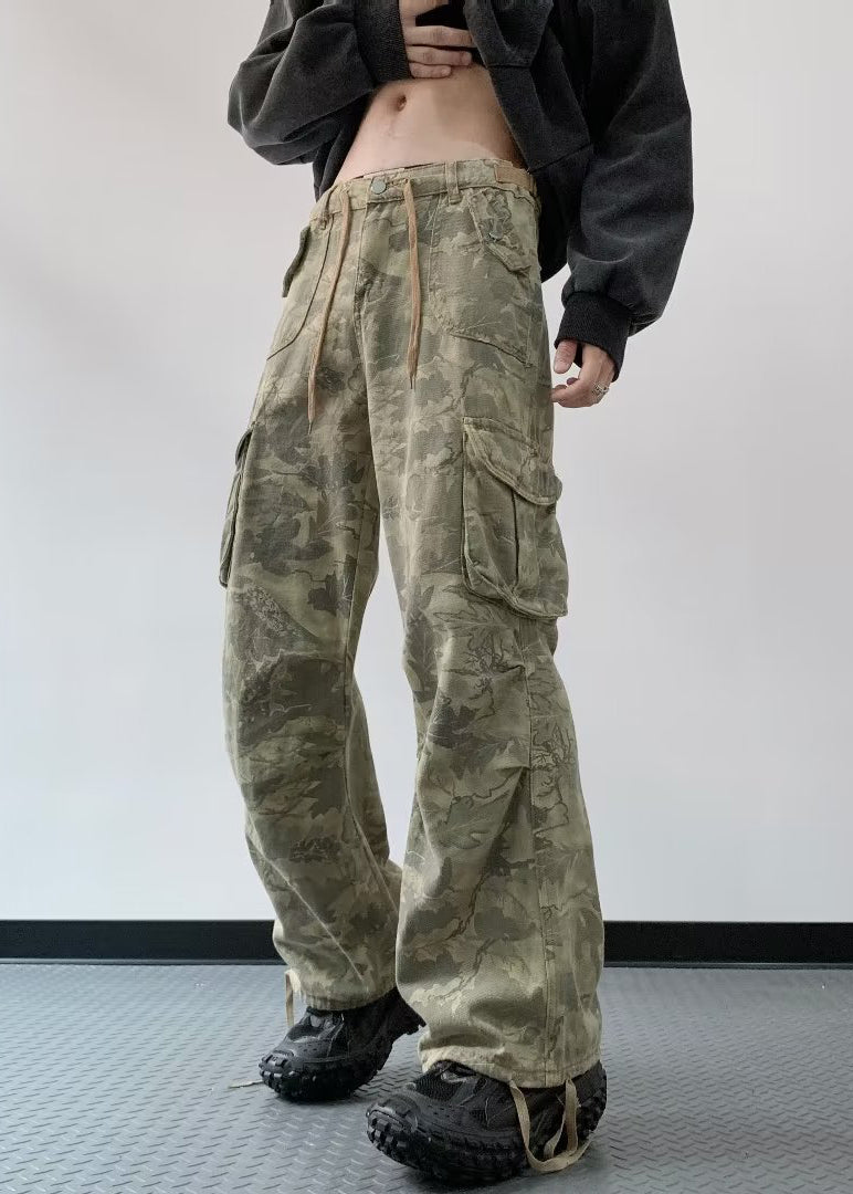 Camouflage Print High Wais Denim Pants