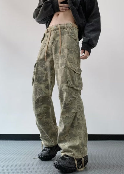 Camouflage Print High Wais Denim Pants