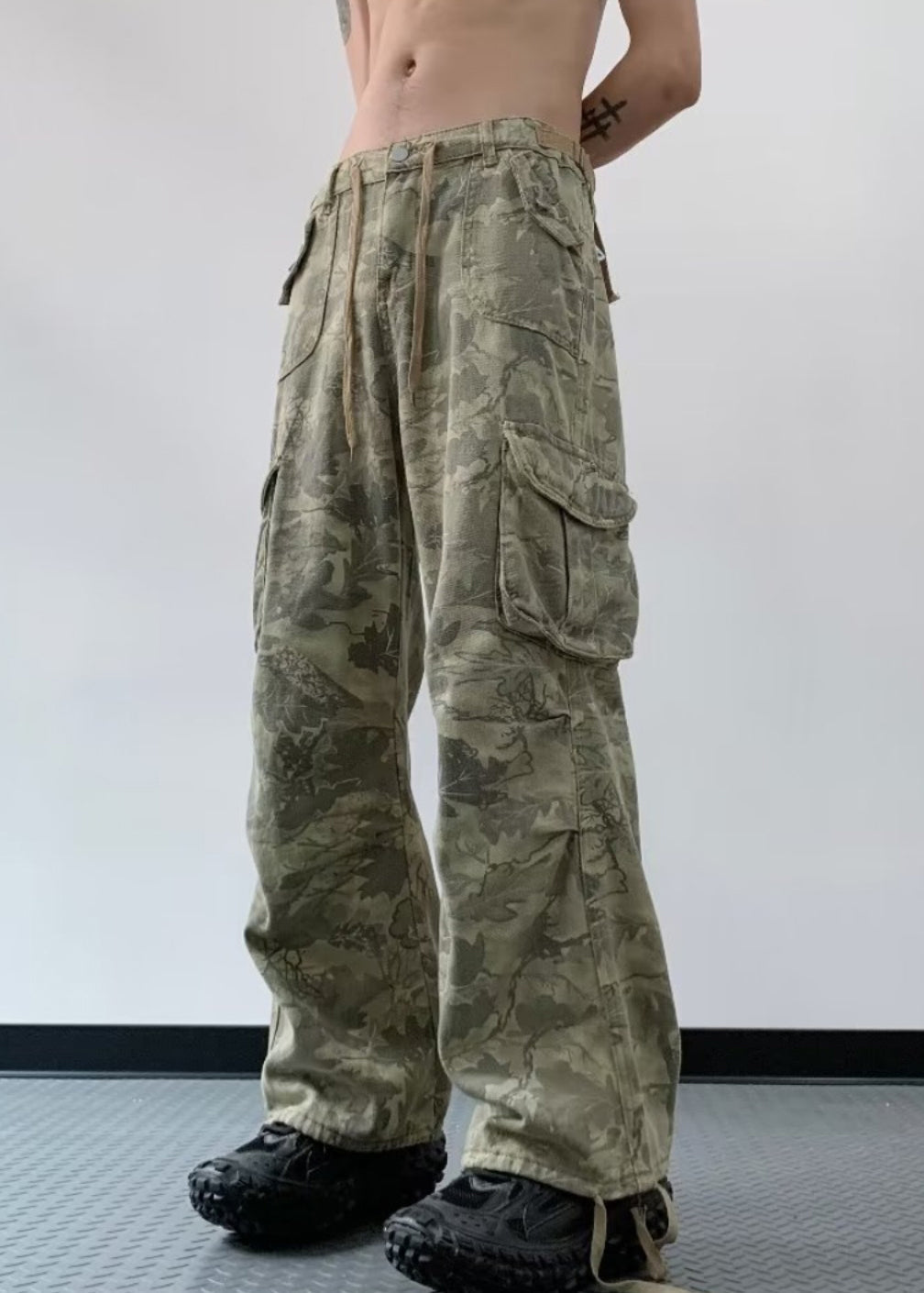 Camouflage Print High Wais Denim Pants